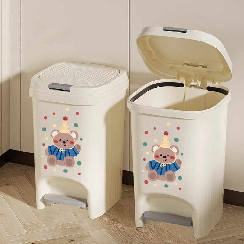 Press the wastebasket Foot-stepping trash can Large-capacity household garbage can with lid Bathroom Storage bucket Living room Bedroom