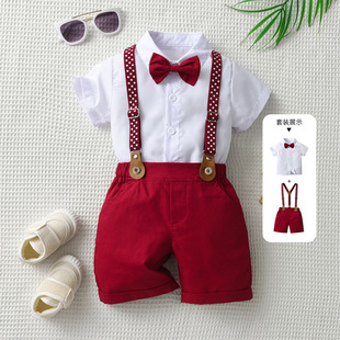 Cross-Border Children's Clothing First-Hand Supply Summer Short-Sleeved Children's Suit Baby Clothes British Gentleman Dress Boys Summer Clothes