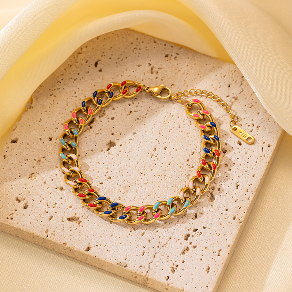 25g Weight 0.03µm-0.05µm Gold Plating Thickness PVD Coated Gold Plating Process 18K Real Gold Plated Plating Material 304 Stainless Steel Pendant Material Zircon Inlay Material Bracelets Classification 304 Stainless Steel Chain Material Cuban Link Chain Curb Chain, box chain, Twisted Rope Chain, snake chain, figaro chain Chain Type 1 Piece Quantity Daily Occasion 304 Stainless Steel Material Eye, Flower, Butterfly Pattern Women's Gender Casual, Simple Style Style Enamel, Inlay Craft Casual Simple Style Eye Flower Butterfly Titanium Steel Zircon Bracelets In Bulk 2