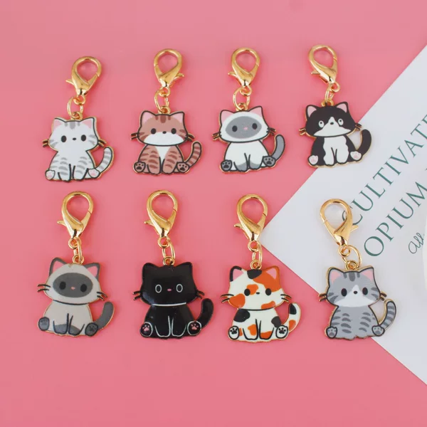 Cross-border Hot Cartoon Cute Cat Key Pendant Fat Cat Earphone Case Pendant Bag Hanging Accessories Gift in stock