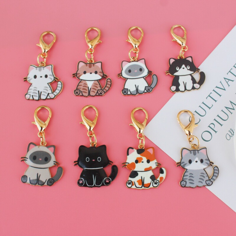 Cross-border Hot Cartoon Cute Cat Key Pendant Fat Cat Earphone Case Pendant Bag Hanging Accessories Gift in stock