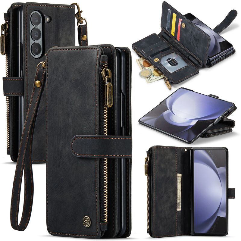 Suitable for Samsung Zfold7 Wallet Mobile Phone Case Zfold3 Card Zfold4 Mobile Phone Leather Case Zfold5 Flip Leather