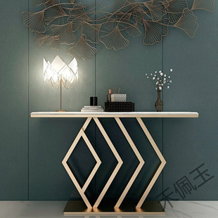 Modern Light Luxury Entrance Table Corridor Creative Entrance Cabinet Simple Wrought Iron Marble Corridor Cabinet Rock Board
