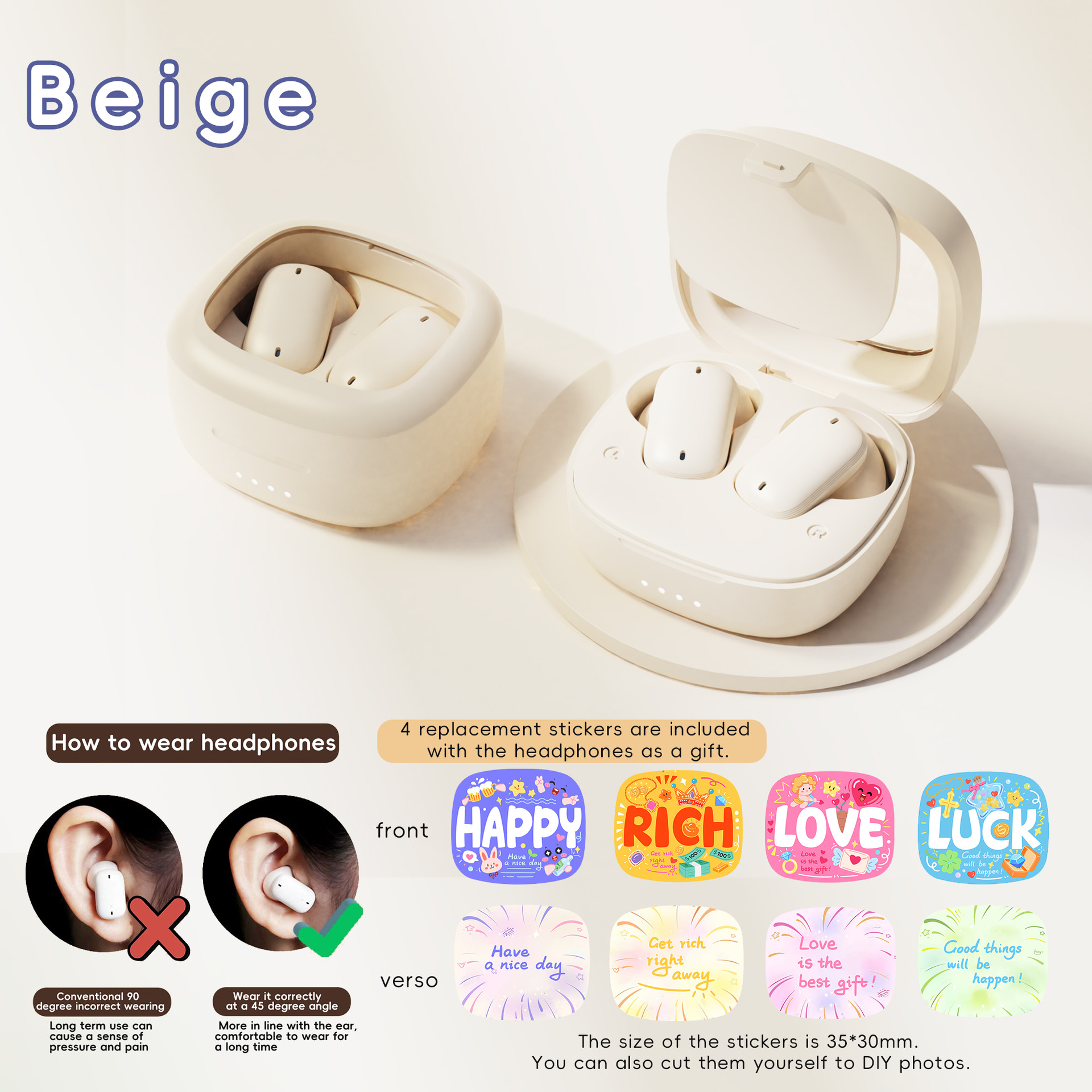 2025 New Transparent Warehouse Bluetooth Headset Replacement Card Paper Design Girls Can DIY Gift Headset