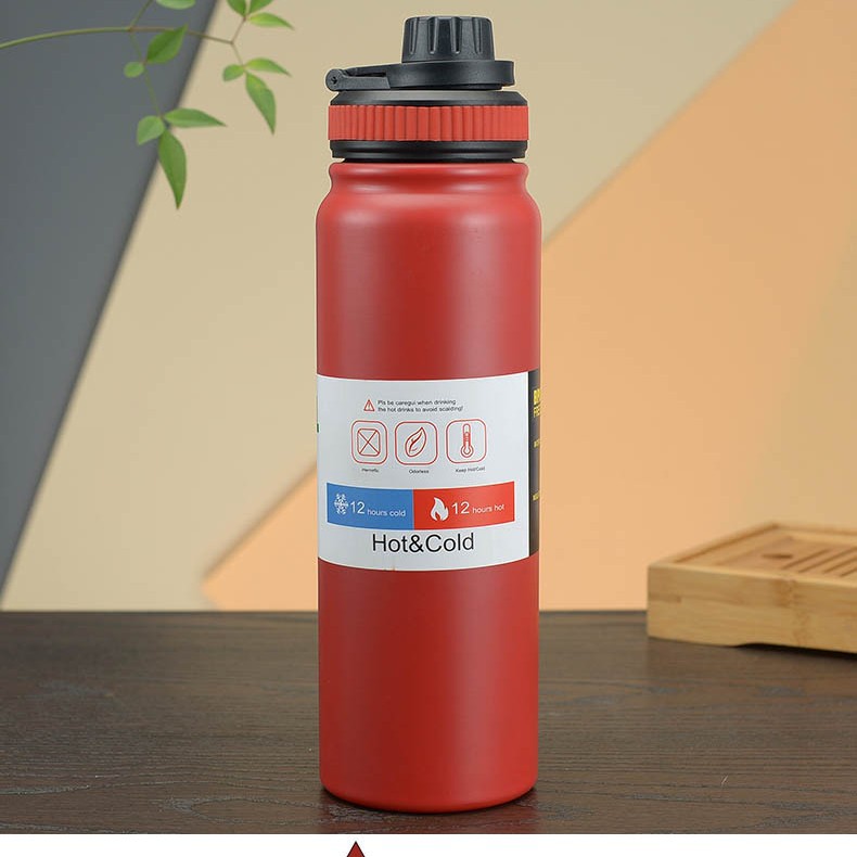 Popular botella de agua deportiva para exteriores de acero inoxidable 304, de gran capacidad, para montañismo, aislada, portátil, botella espacial, botella de viaje para regalo.