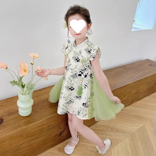 女童新中式連衣裙2025新款可愛女孩寶寶夏季中國風旗袍洋氣公主裙