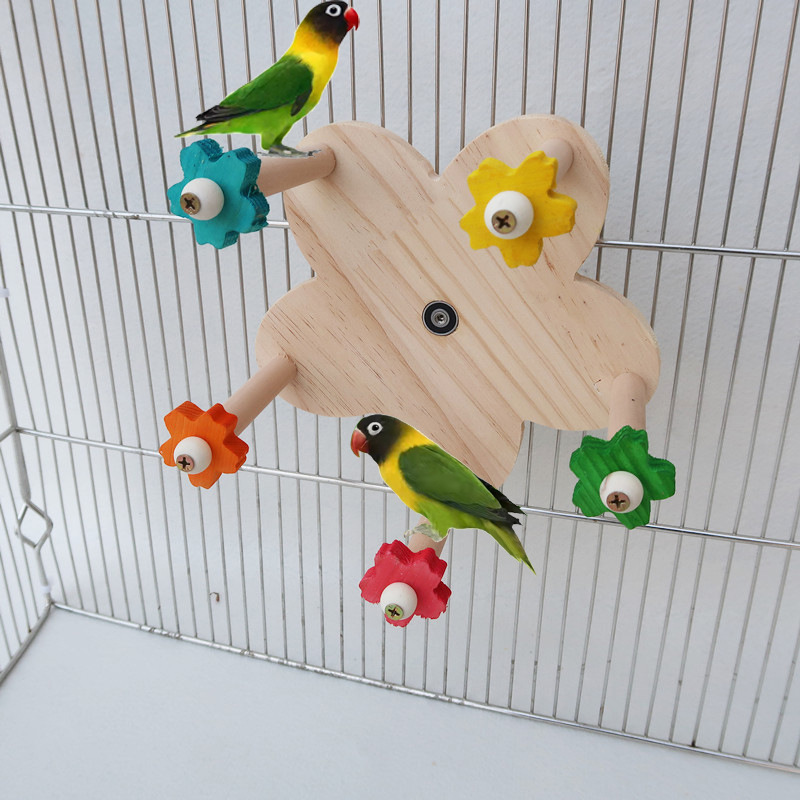 鹦鹉鸟玩具 带轴承可旋转摩天轮 实木转盘站架 笼内玩耍用品 批发