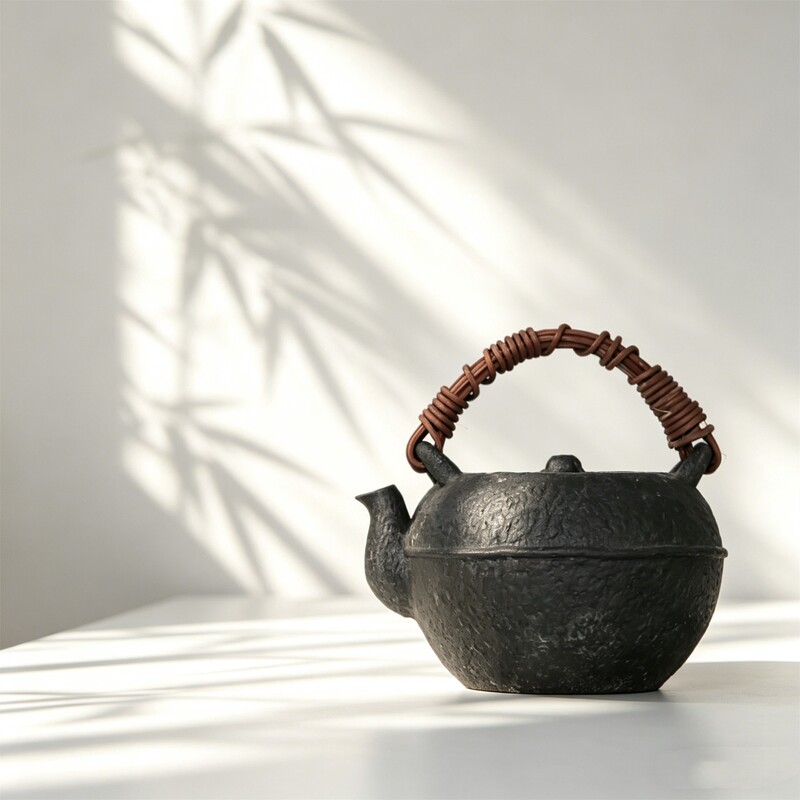 Electric and Fire Dual-Use Iron-Feel Ceramic Pot, Handmade Heat-Resistant Tea Kettle, Metal Black Glaze with Strong Iron Texture, Rattan Handle Pot Electric and Fire Dual-Use Iron-Feel Ceramic Pot, Handmade Heat-Resistant Tea Kettle, Metal Black Glaze with Strong Iron Texture, Rattan Handle Pot