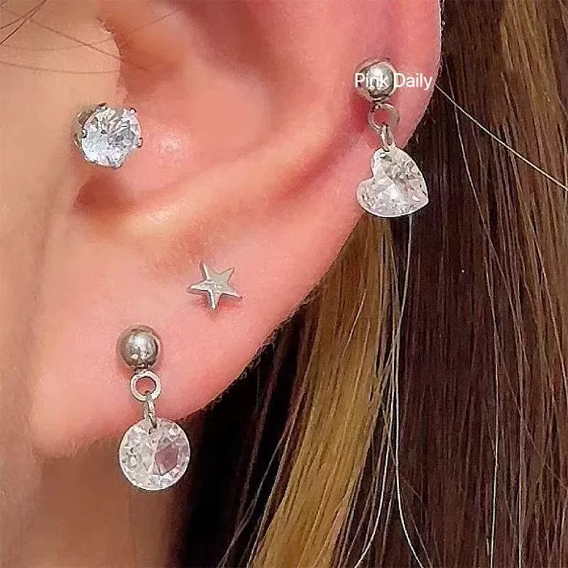 Sophisticated pendant drop-shaped, earrings with zircon