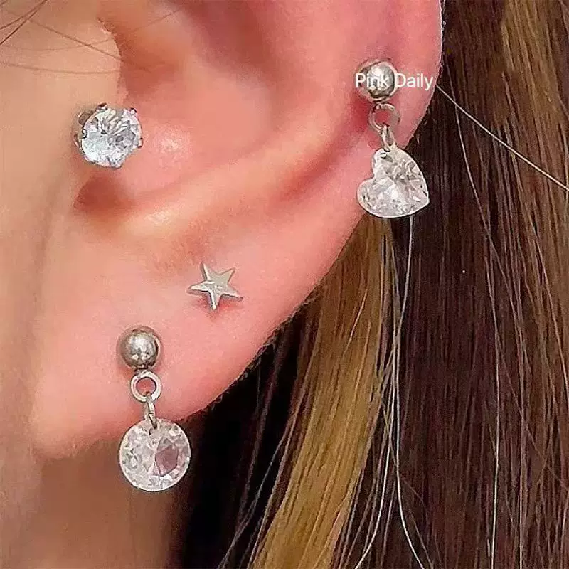 Sophisticated pendant drop-shaped, earrings with zircon