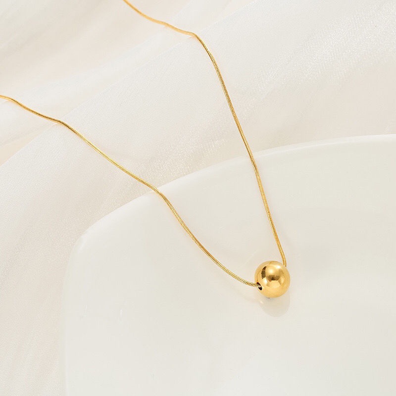 Collar de oro con cuentas redondas para mujer estilo elegante_voghion.com