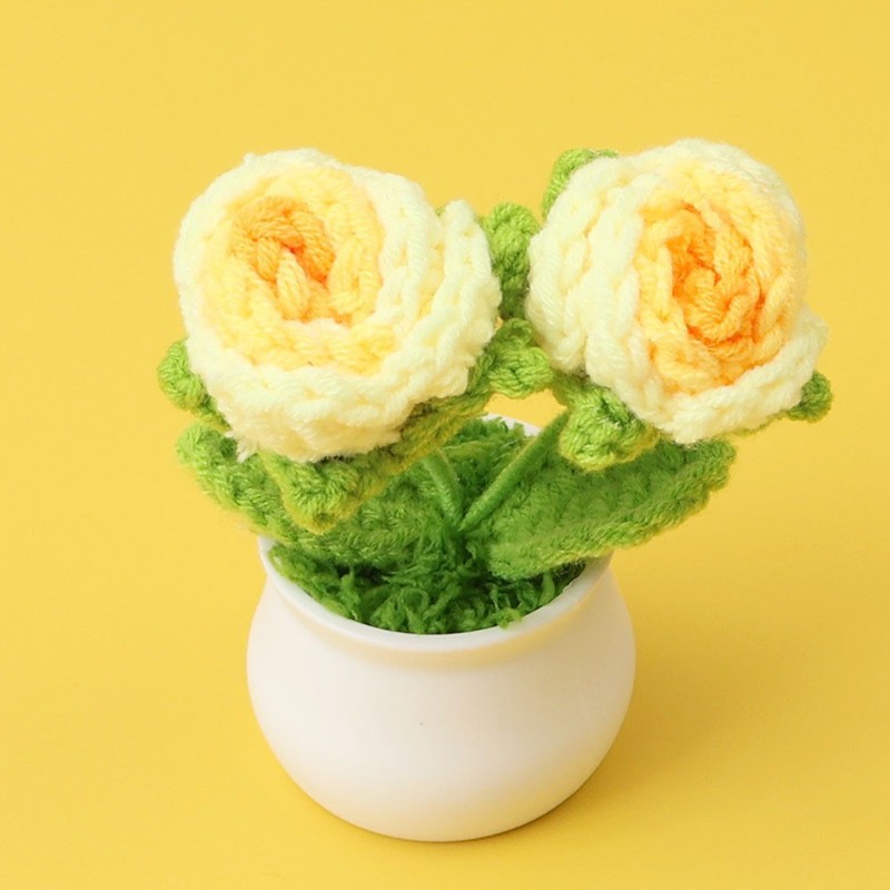 完成したウールひまわり鉢植えスズラン造花チューリップデスクトップ装飾品バレンタインデー教師クラスメートギフト|undefined