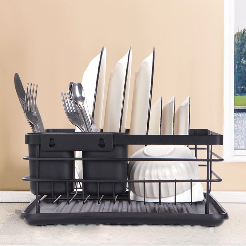 Moderna cocina simple instalación libre de hierro engrosada fregadero estante de almacenamiento hueco escritorio vajilla drenaje estante tazón