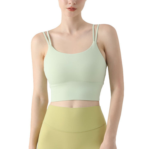 Leica Summer New Women's Sports Bra Gym Tank Top with Thin Straps Yoga Top Bra-Integrated Style Beautiful Backless Strap