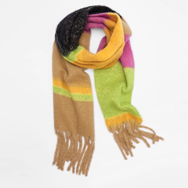 Comercio exterior transfronterizo moda europea y americana largo arco iris tamaño rayas borla bufanda de Cachemira-como bufanda de rayas de colores para las mujeres