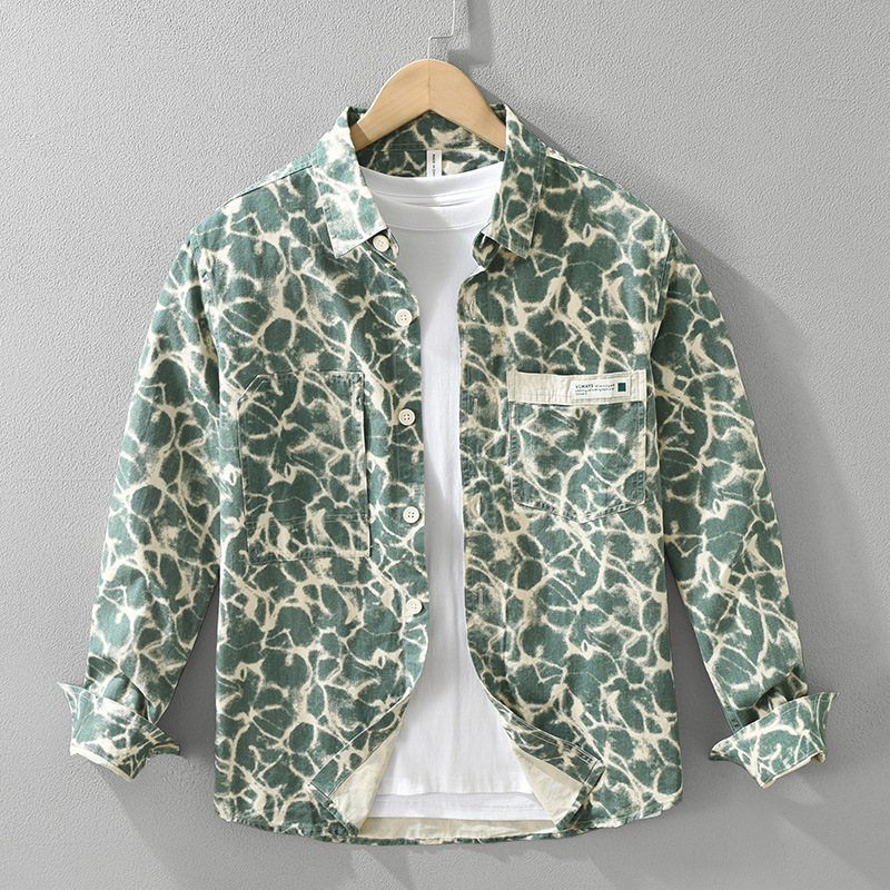 7303 Japanese trend printing long sleeve shirt fashion fresh Joker casual loose top men's hair generation 7303 Japanese trend printing long sleeve shirt fashion fresh Joker casual loose top men's hair generation