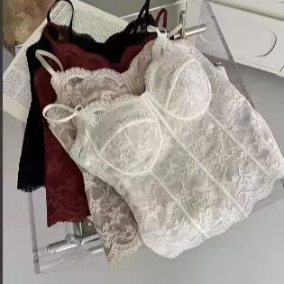 6100 French-Style Spicy Lace Tank Top That Can Be Worn Outside, Tube Top with Ribbed Design, Slimming Camisole with Built-In Bra Pads for Women 6100 French-Style Spicy Lace Tank Top That Can Be Worn Outside, Tube Top with Ribbed Design, Slimming Camisole with Built-In Bra Pads for Women