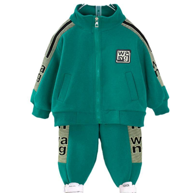 Boys Spring Autumn New Clothing Handsome Small and Medium Children's Baby Sports Zipper Two Piece Set_voghion.com