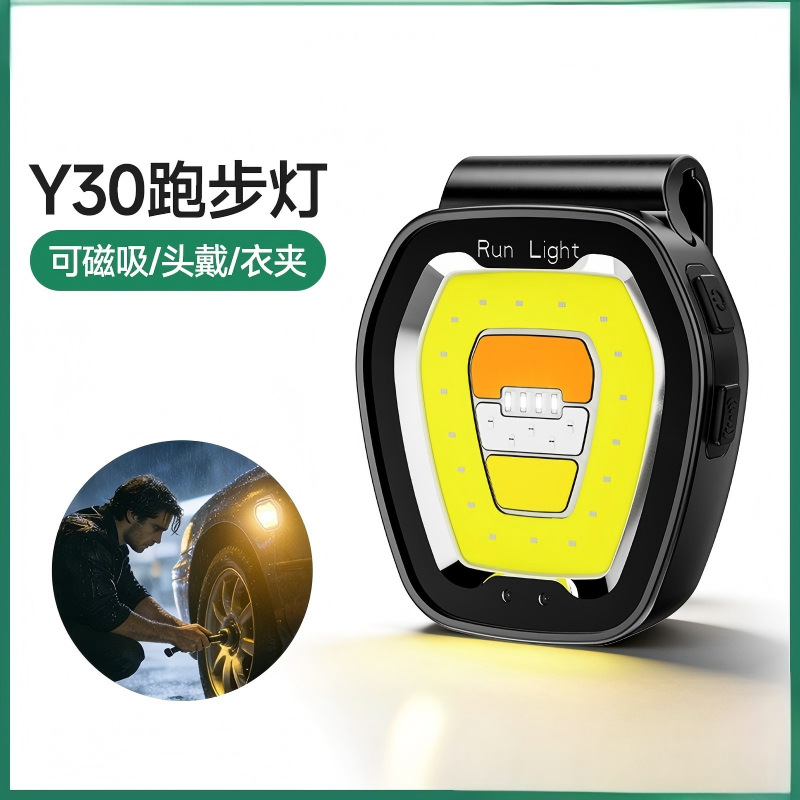 Magnetic Headlamp Mini Portable Strong Light High-Brightness Night Fishing Lamp Outdoor Head-Mounted Rechargeable Warning Sensor Chest Running Light