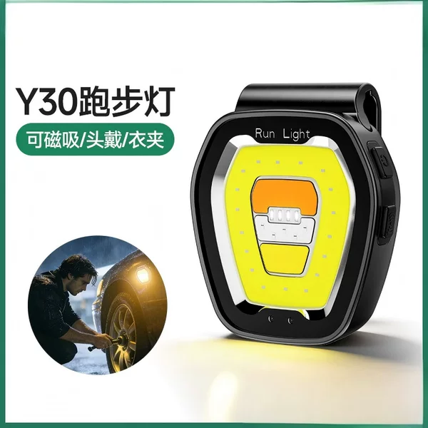 Magnetic Headlamp Mini Portable Strong Light High-Brightness Night Fishing Lamp Outdoor Head-Mounted Rechargeable Warning Sensor Chest Running Light