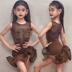 FAZの新しい子供用インターネットセレブのラテン練習トレーニングパフォーマンス服子供用ハイエンドメッシュ練習パフォーマンストレーニング服