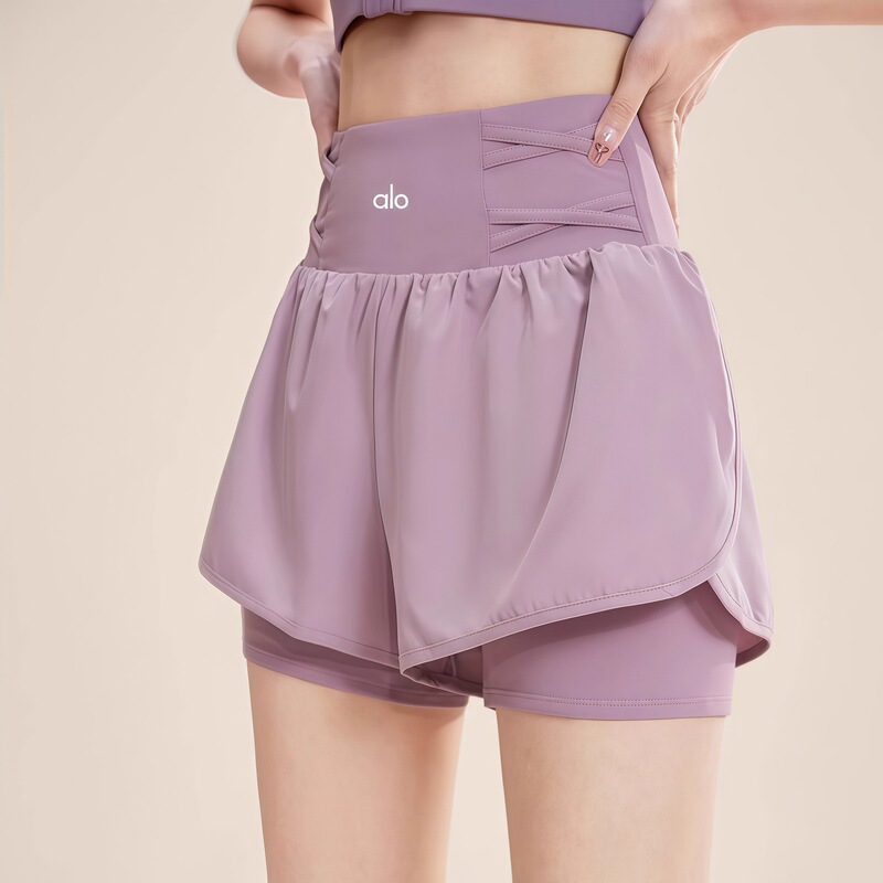 AIo women's summer thin quick-dry yoga sports shorts, high-waisted, butt-lifting, two-piece casual three-point yoga shorts