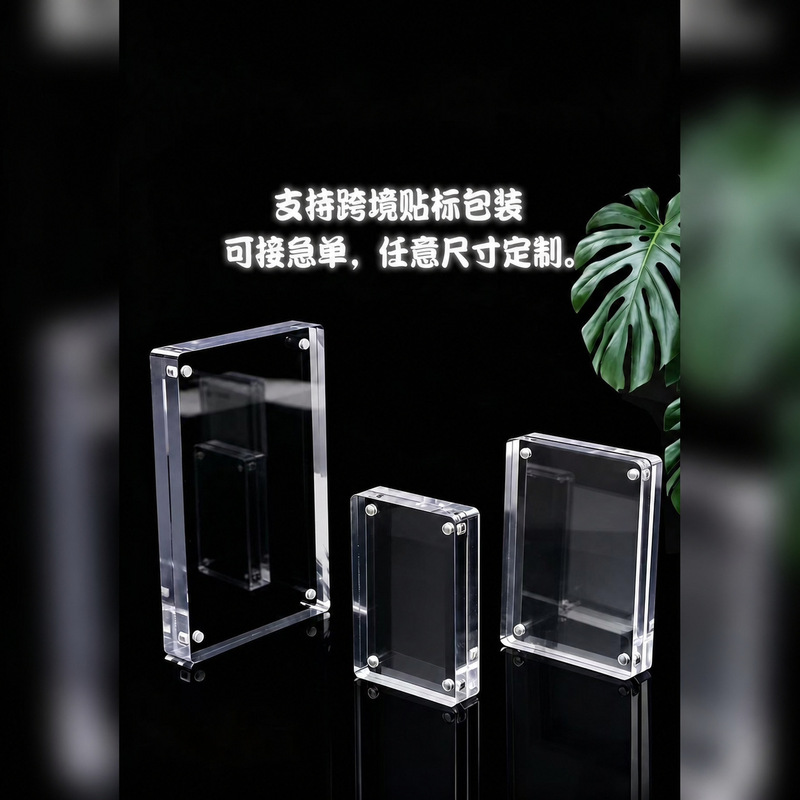 Acrylic Strong Magnetic Double-Sided Photo Frame, High Transparency Postcard Display Stand, Cross-Border Wholesale Customization