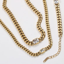 粗项链 大锆石 手链 夸张 钛钢电镀18k金 宽8mm