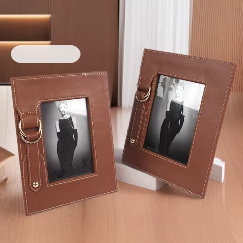 Vintage Leather Photo Frame 6inch 7inch High-End Desktop Display Stand Living Room Bedroom Decorative Ornaments Wholesale Wooden Vintage Leather Photo Frame 6inch 7inch High-End Desktop Display Stand Living Room Bedroom Decorative Ornaments Wholesale Wooden