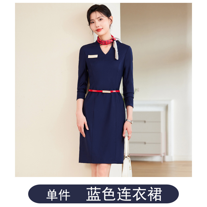 Blue dress + belt + silk scarf