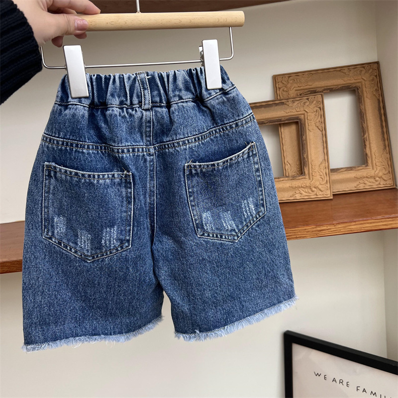 Poletne otroške kratke hlače Beggar v ameriškem slogu, raztegnjene s petimi delnimi dolžinami, vsestranske jeans hlače za fantke in deklice._voghion.com