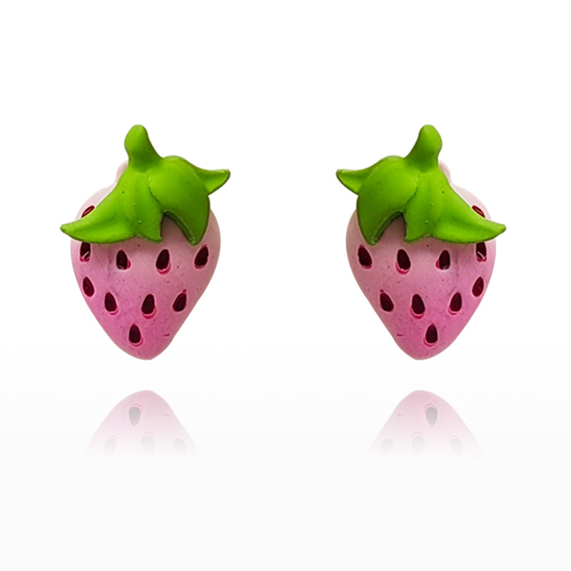1 Pair Fashion Strawberry Alloy Enamel Stoving Varnish Womenu0027S Ear clips Ear Studs