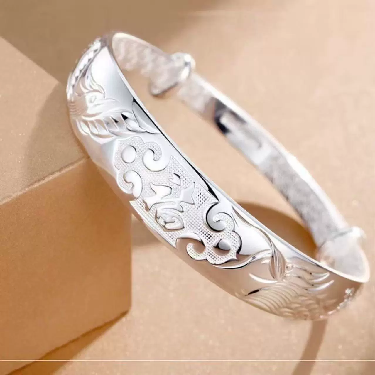 Высокая Имитация позолоченный посеребренный Дракон и Феникс-Фу пуш-пул браслет цветок сливы Фу пуш-пул браслет Мода оптовая продажа ювелирных изделий стойло питания