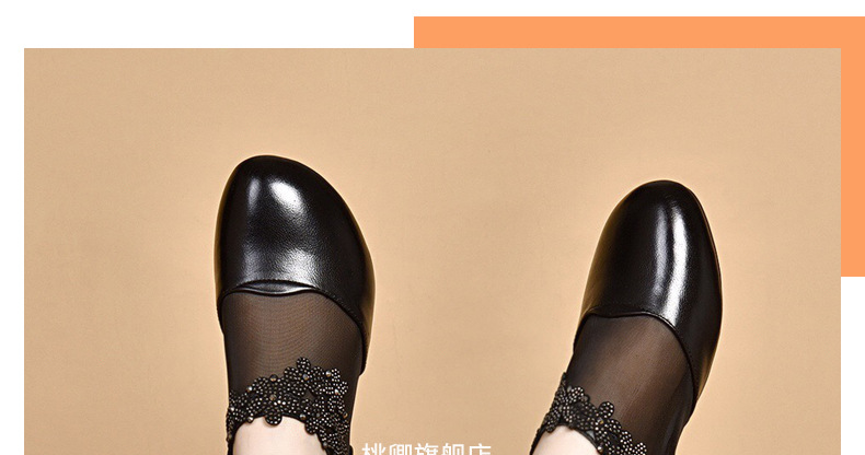 Sandal da bò lưới thoáng mũi tròn đế bệt cho nữ — Màu đen da bò chi tiết 28