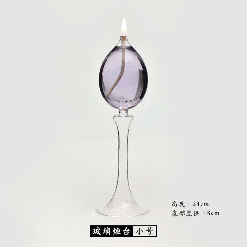 Creativo vidrio transparente vidrio candelabro lámpara de aceite decoración del hogar creativo europeo romántico vela cena lámpara de aceite de vidrio
