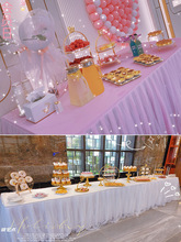 新款婚禮甜品台簽到台布置桌裙生日派對桌布蓬蓬紗開業活動桌圍邊