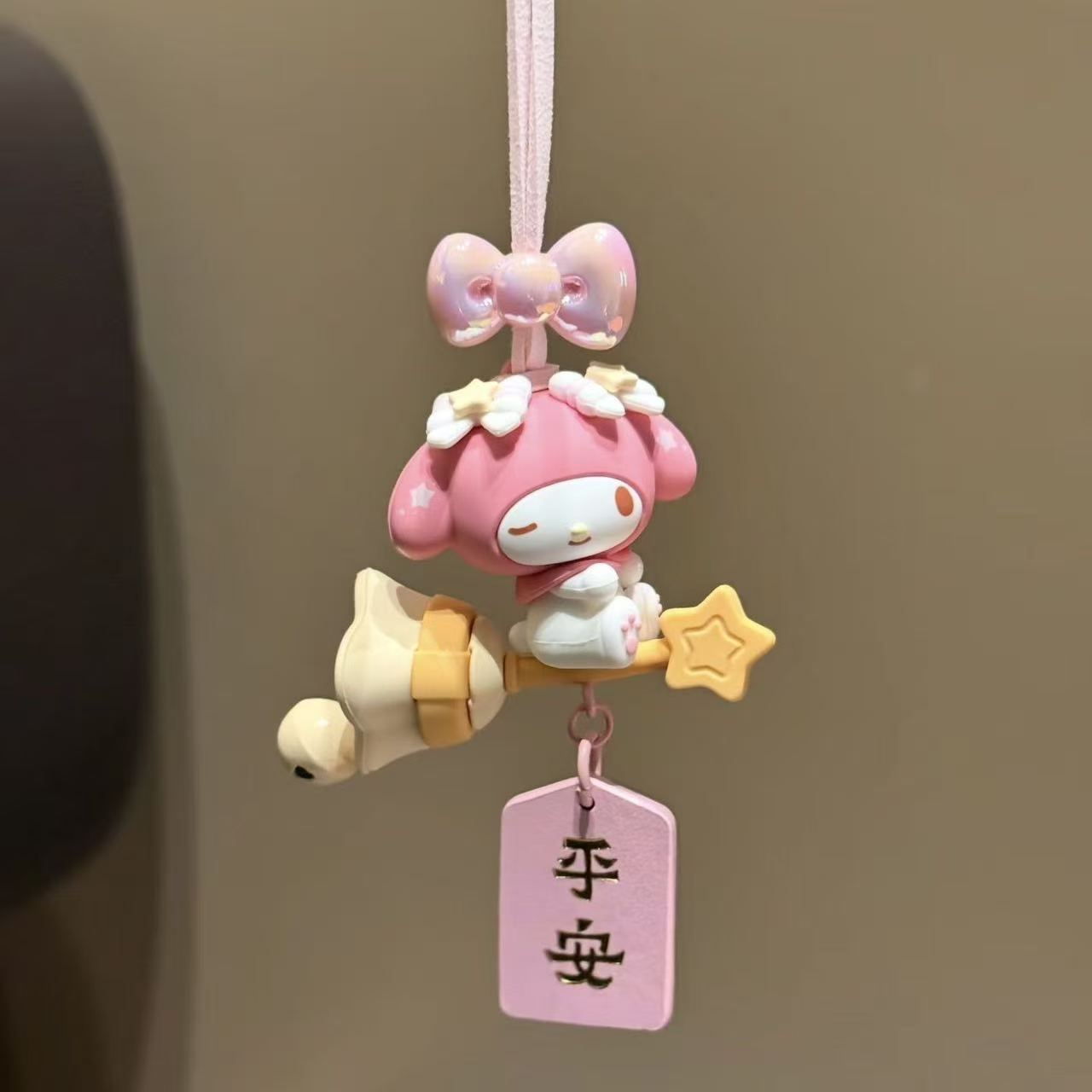 Hello Kitty and Cinnamoroll Car Pendant Cute Cartoon Car Rearview Mirror Decoration Amulet Car Ornament