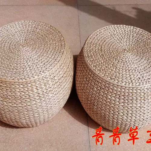 草藤编坐凳蒲草编织圆藤矮换鞋凳坐墩休闲凳坐墩喝茶小凳子配茶桌