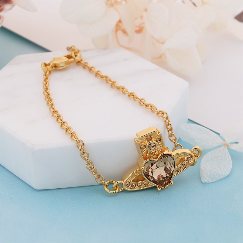 Xijia Bracelet Love Zircon Big Sparkling Diamond Heart-Shaped Saturn Bracelet Luxurious Ins Queen Star Style