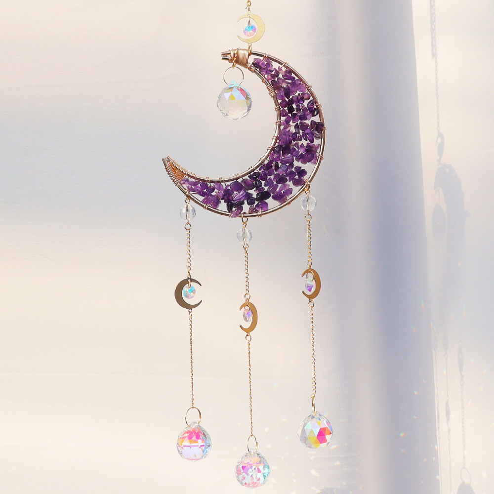 1 Piece Quantity Simple Style Classic Style Geometric Star Moon Crystal Metal Suncatcher Wind Chime Wall Art