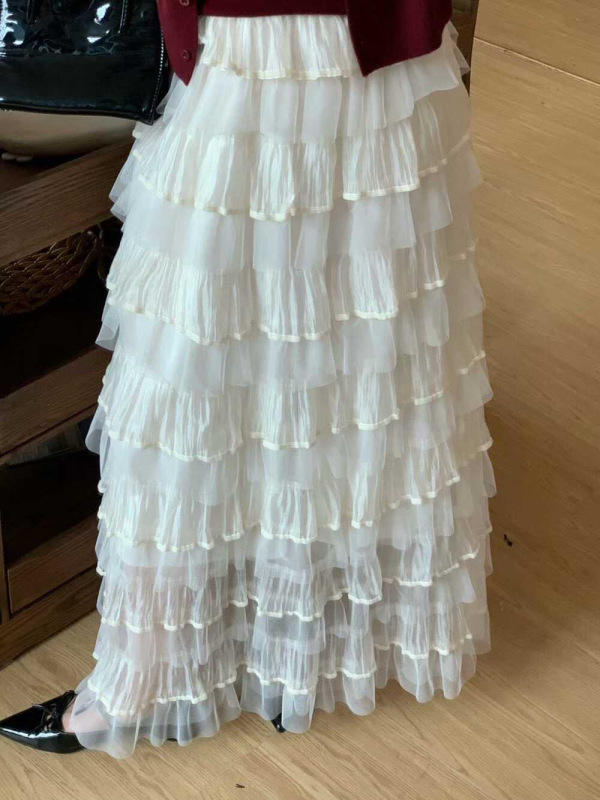 欧美网纱层层拼接长款蛋糕裙仙女半身裙仙女蓬蓬纱裙跨境货源色|undefined