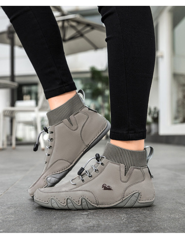 Bốt Martin cổ vừa unisex kiểu dây thun, đế bằng, form rộng — C8005 kaki, C8005 màu xám, C8005 màu đen, C8005M kaki lót nhung chi tiết 25