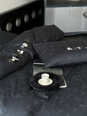 Chinese style bamboo panda jacquard embroidery quilt cover bedding 50 count double strand Australian cotton light luxury style four piece set