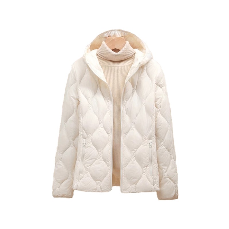 2025 New Winter Lightweight down Jacket for Women, Versatile Fashionable Hooded Warm Slimming Look Liner 90 White Duck down Jacket