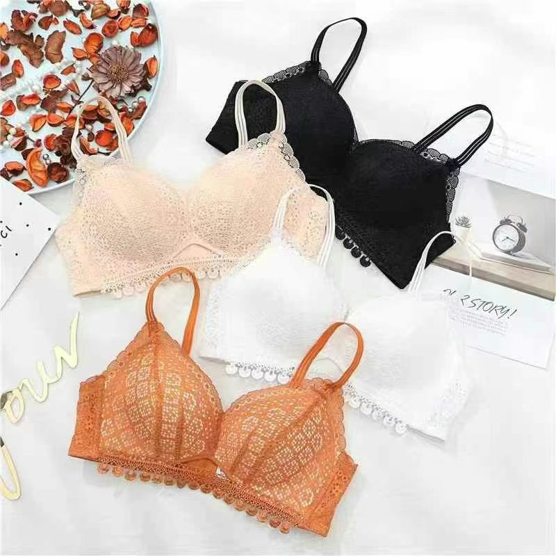 2026 encaje cómodo y sexy hueco sin anillo de acero ropa interior gruesa pecho pequeño ajustable tipo bra de pecho