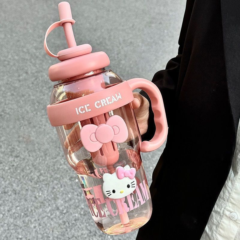 夏季新款高颜值大容量女生水杯便携夏天冰霸杯吸管耐高温塑料益德|undefined