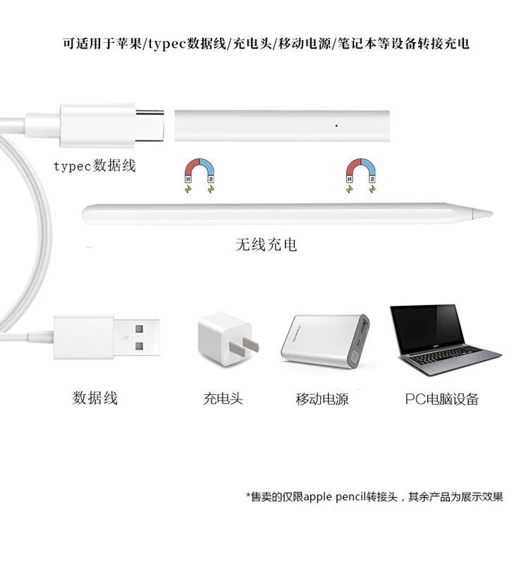 Suitable for Apple pencil Apple stylus, mobile power supply, notebook and other charging adapter charging