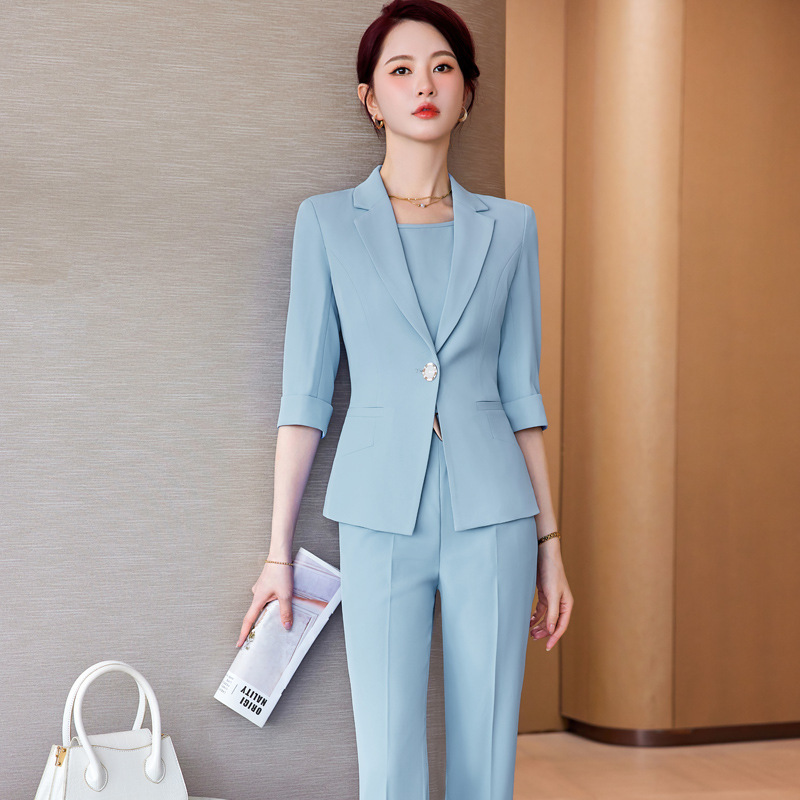High-End Suit Suit for Women 2025 New Spring and Summer Thin Fashion Elegant Goddess Style Professional Mid-Sleeve Suit Jacket High-End Suit Suit for Women 2025 New Spring and Summer Thin Fashion Elegant Goddess Style Professional Mid-Sleeve Suit Jacket