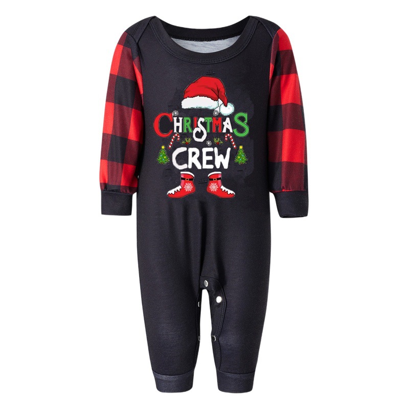 Europa y América Navidad caliente entre padres e hijos pijamas de manga larga Otoño e Invierno Oh Santa Claus pijamas ropa para el hogar traje su3183
