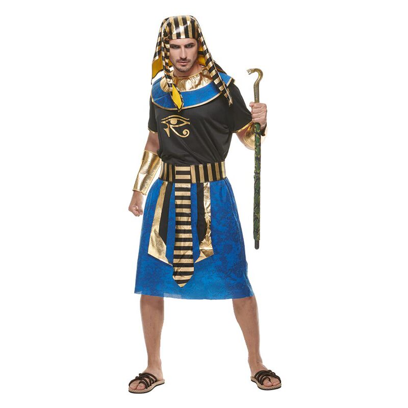 Halloween Ancient Egyptian Costume Men's Pharaoh Ancient Robe Egyptian King Performance Costume